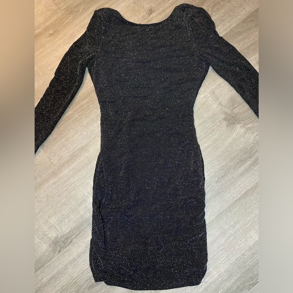 Lulus Gift of Love Black and Silver Backless Long Sleeve Bodycon Mini Dress - Picture 5 of 10
